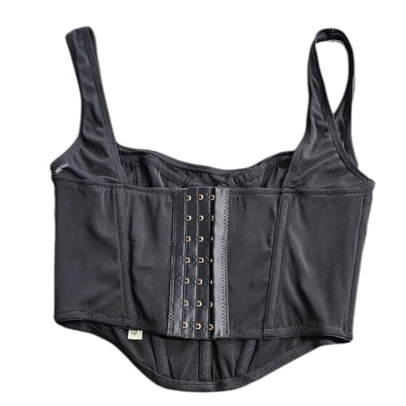 Anthropologie Womens Mesh Sheer Corset Top, Hook & Eye, Cropped, Black, S, NWT - Picture 2 of 7